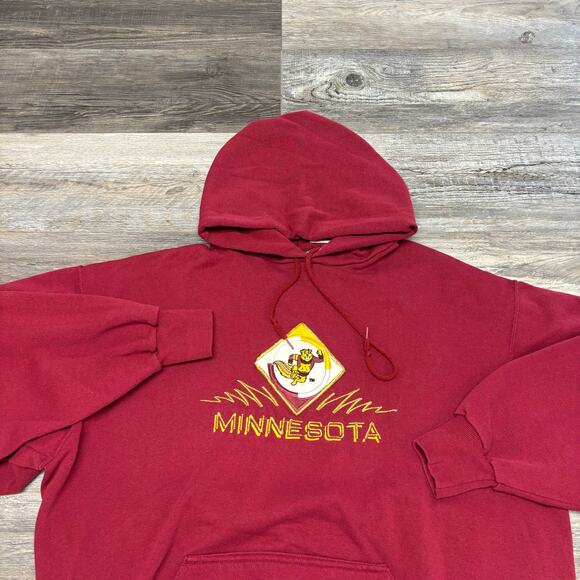 Vintage 90s Logo 7 Minnesota University‎ Golden Gophers Mens XL Pullover Hoodie - Picture 1 of 10